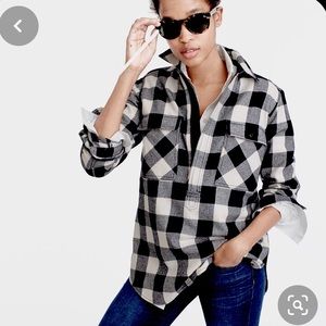 J. Crew Half Zip Flannel | Black and Ivory